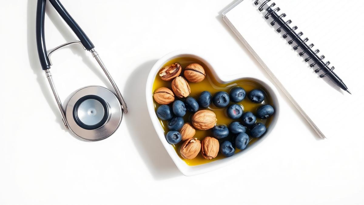 Researcher reviewing cardiovascular health charts illustrating Mediterranean diet research